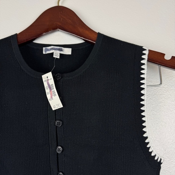 Madewell Blanket-Stitch Crewneck Sweater Tank Black Size XXS NWT - Picture 6 of 8